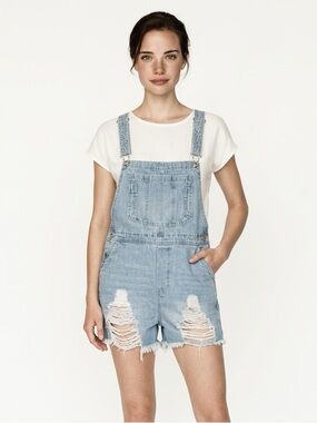 DANCE & MARVEL | NEW Distressed Denim Jean Overalls Shortalls Women’s Size 8